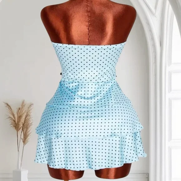 Elegant Strapless Polka Dot Dress - Picture 2 of 3